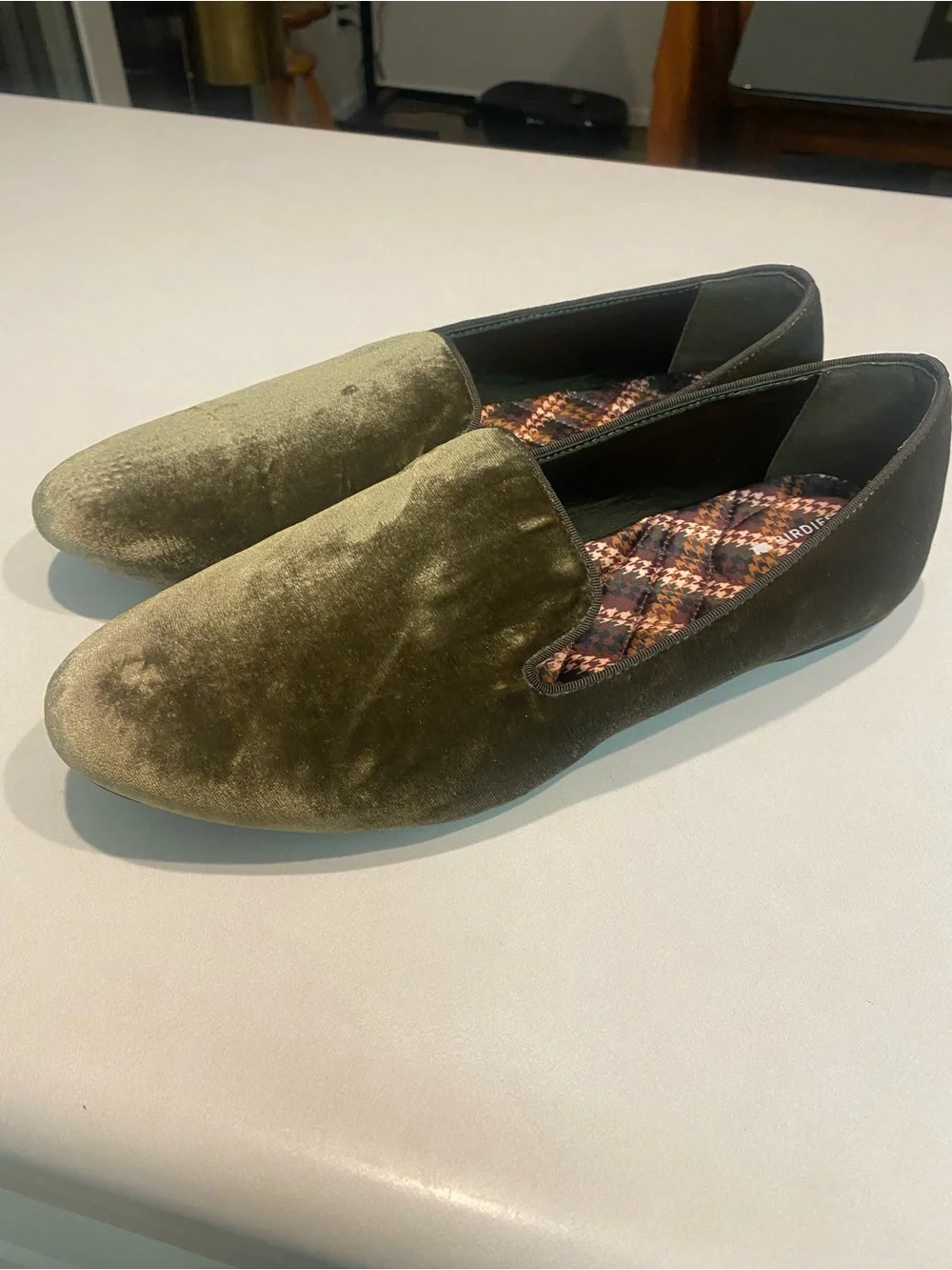 BIRDIES THE STARLING VELVET GREEN LOAFERS FLATS SMOKING SHOE SLIPPER SZ 12